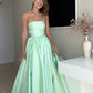 Green simple elegant A-line tube top long dress prom dress evening dress party dress nv2504