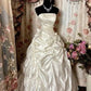 Ivory Elegant Exquisite Applique Long Satin Ball Gown Evening Gown Wedding Dress nv3764