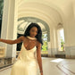 Simple Long Satin White Bridal Gown Ball Gown Evening Dress nv2902