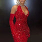 Simple Elegant Mermaid Red Sequin Long Prom Dress Evening Dress Birthday Party Dress nv2735