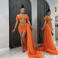 Orange Fashion Elegant Noble Princess Short Sleeve Sequin Shiny Short Mini Ball Gown Evening Dress Party Dress nv2520