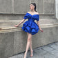 Blue off-the-shoulder fashion bud short evening dress party dress homecoming dress nv2871