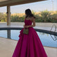 Fuchsia Sleeveless Simple Elegant A-line Satin Long Ball Gown Evening Gown Party Dress nv2341