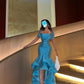 Blue Off Shoulder Mermaid Ruffle Long Evening Gown Prom Dress Party Dress nv2035