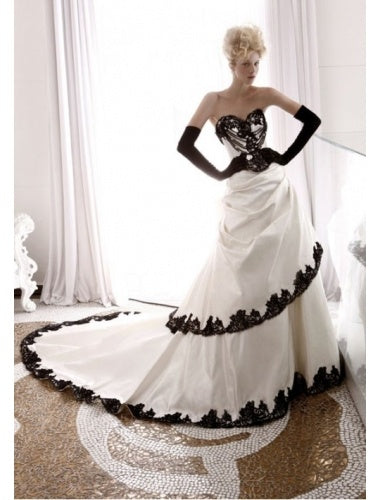 White Black Lace Tube Beaded Elegant Long Ball Gown Evening Dress Wedding Dress with Gloves nv2914