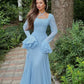 Fashion Long Sleeve Cross Tie Ruffle Leaf Sleeve Long Dress Party Dress nv1936