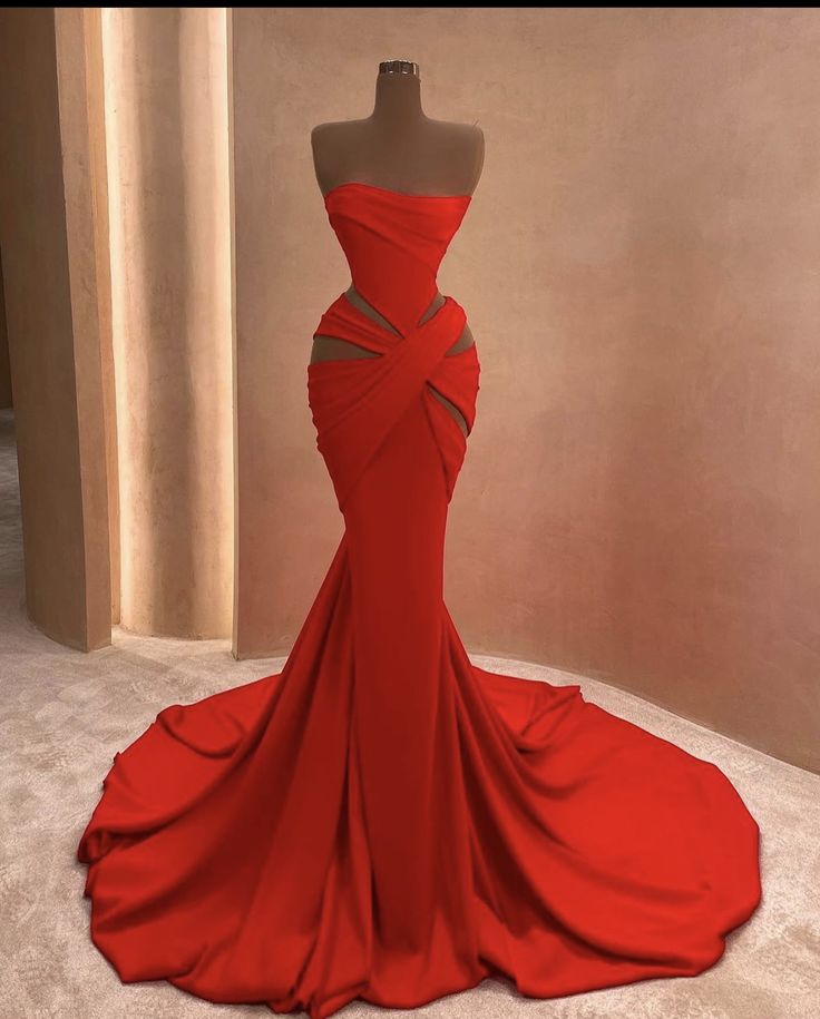 Robe de soirée élégante à bretelles longues et sexy, haut tube rouge à la mode, manches longues/sans manches, robe de bal traînante nv3281