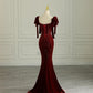 Burgundy Sequin Mermaid Bodycon Evening Dress Banquet Dress nv1962