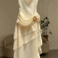 White vintage light spaghetti straps long ruffled chiffon ball gown evening dress party dress nv3479