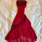 Red vintage elegant fashion spaghetti strap long chiffon ball gown evening dress party dress nv3571