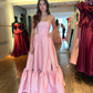 Pink Simple Elegant Strapless Off-shoulder Long Ball Gown Evening Gown Party Dress nv2451