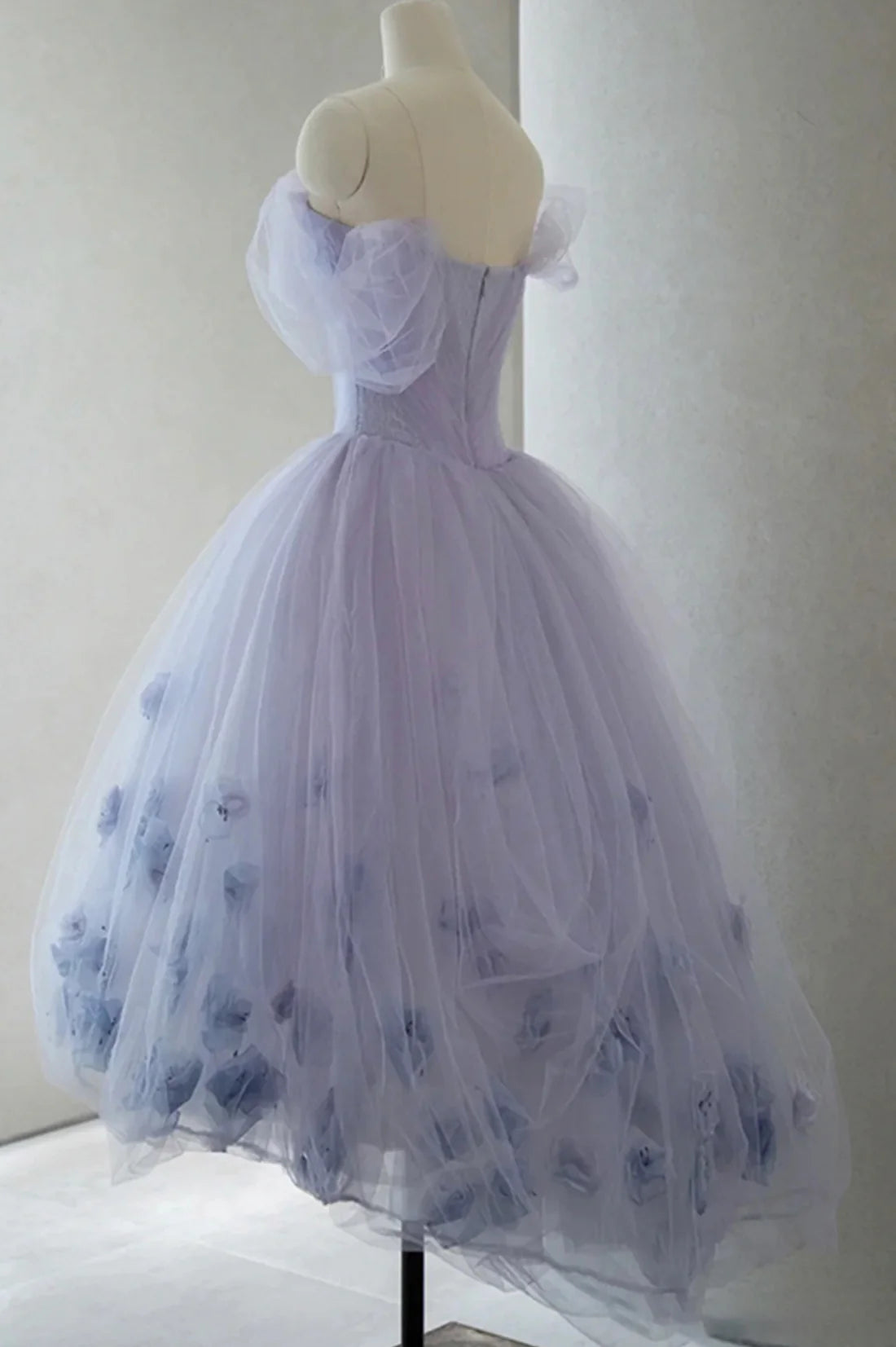 Purple Tulle Short Prom Gown A-Line Evening Gown Homecoming Dress nv2079