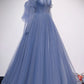 Blue Tulle Long Ball Gown A-Line Evening Gown nv1700