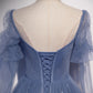 Blue Tulle Long Ball Gown A-Line Evening Gown nv1700