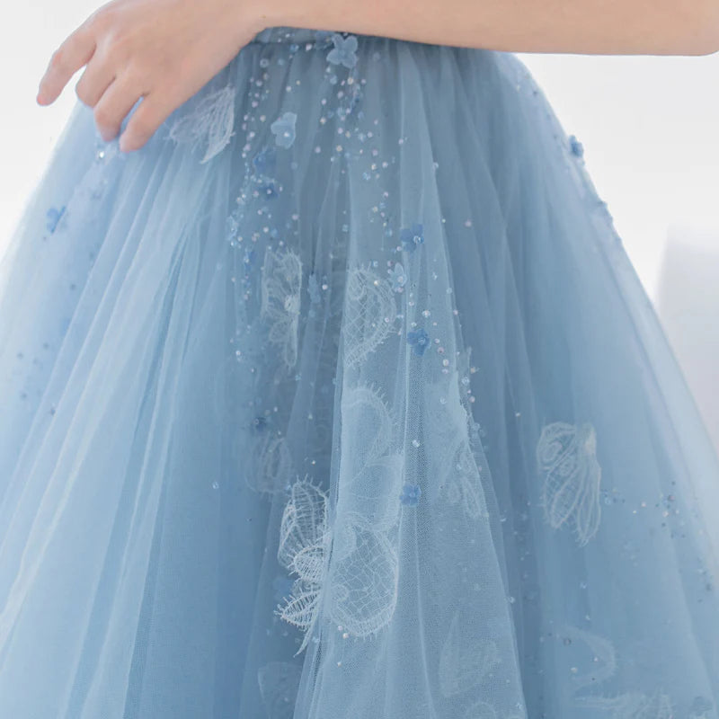 Cute blue tulle short prom dress evening gown homecoming dress nv2064