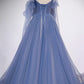 Blue Tulle Long Ball Gown A-Line Evening Gown nv1700