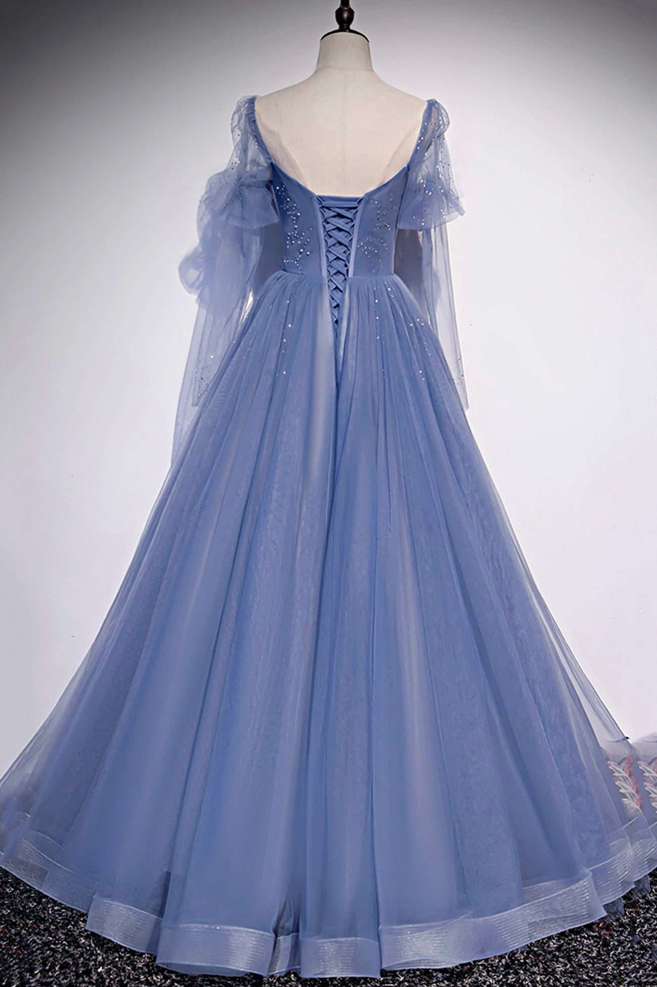 Blue Tulle Long Ball Gown A-Line Evening Gown nv1700