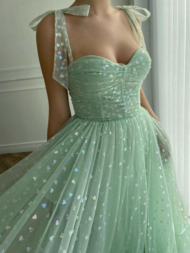 Green shiny sequins midi homecoming dress party dress prom dress nv71