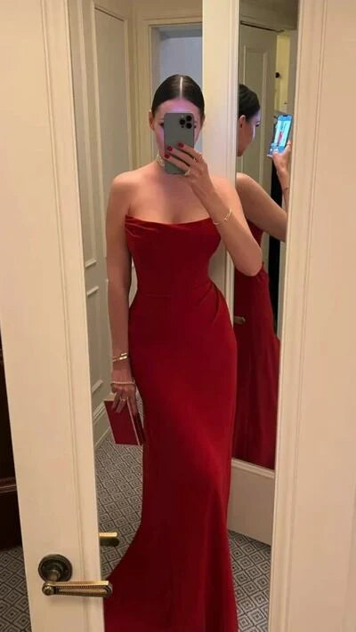 Sexy Red Strapless Bodycon Evening Prom Dress nv1643