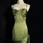 Green Satin Sweetheart Straps Long Evening Dress Wedding Party Dress nv1555