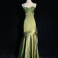 Green Satin Sweetheart Straps Long Evening Dress Wedding Party Dress nv1555