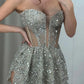 A-Line Off-The-Shoulder Sleeveless Full Crystal Beaded Sequin Lace-Up Homecoming Dress nv1765