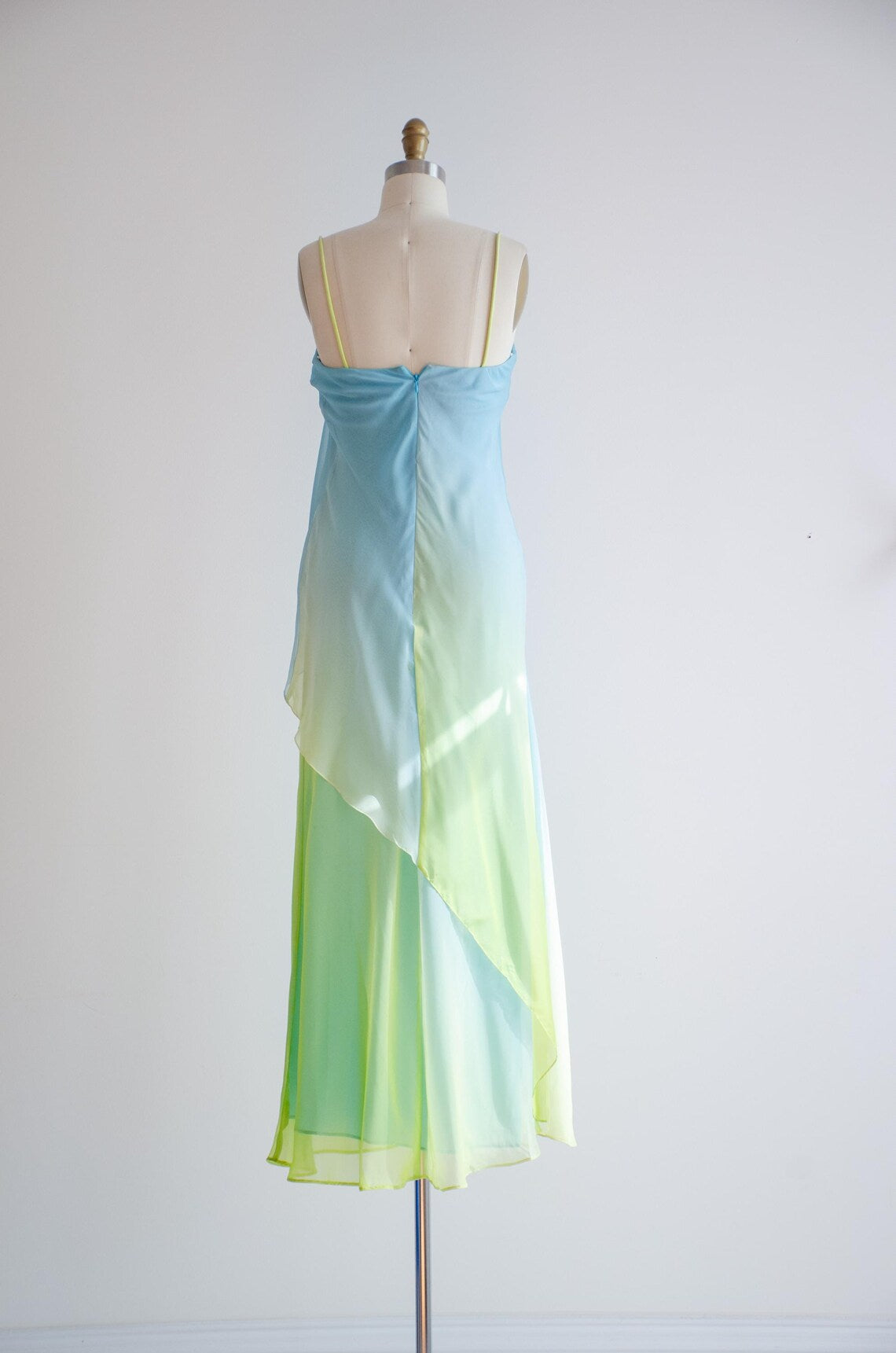 Blue green fashion gradient simple and elegant long chiffon ball gown, evening dress, party dress nv3689