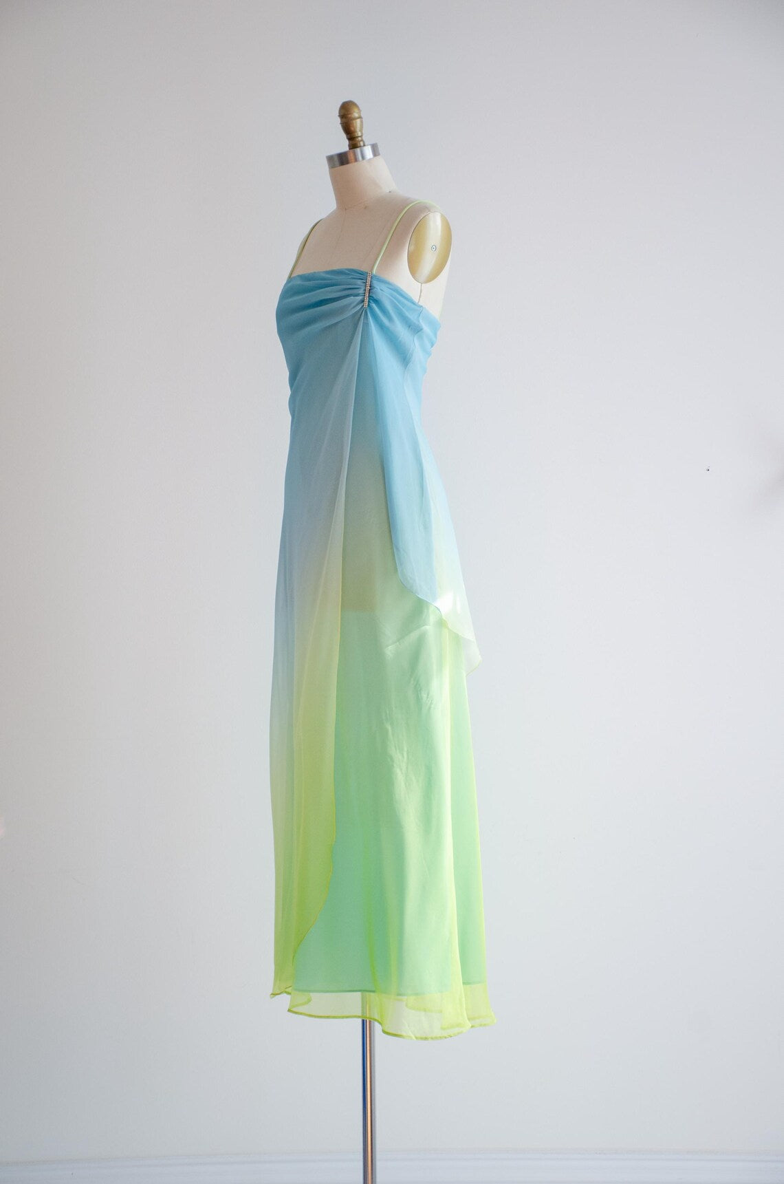 Blue green fashion gradient simple and elegant long chiffon ball gown, evening dress, party dress nv3689