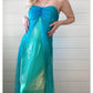 Blue shiny fashion retro elegant suspender long tulle prom dress evening dress party dress nv2761