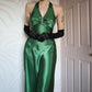 Green retro simple fashion elegant long satin prom dress, evening dress, party dress nv3696