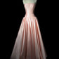 Pink simple fashion elegant long A-line satin floor-length ball gown evening dress nv3738