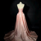 Pink simple fashion elegant long A-line satin floor-length ball gown evening dress nv3738