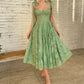 Green Lace Midi Ball Gown Sweetheart Bow Straps Boned Waist A-Line Wedding Party Dress Backless Formal nv1674