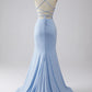 Light Blue Sparkly Mermaid Prom Dress with Slit nv1652