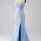 Light Blue Sparkly Mermaid Prom Dress with Slit nv1652