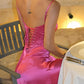 Charming Spaghetti Strap A-Line Ball Gown Evening Dress Corset Hot Pink Maxi Dress Long Ball Gown nv1711