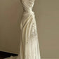 Ivory White Delicate Lace A-line Long Satin Ball Gown,Evening Dress,Wedding Dress nv3708