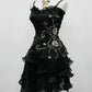 Robe de soirée courte en tulle à volants et à perles, style vintage, noire, exquise, sans bretelles, ligne A, robe de bal, robe de soirée, nv3313