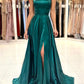 Simple Satin Long Prom Dress, A-Line Green Backless Evening Dress nv1441