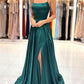 Simple Satin Long Prom Dress, A-Line Green Backless Evening Dress nv1441