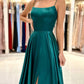 Simple Satin Long Prom Dress, A-Line Green Backless Evening Dress nv1441