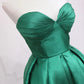 Green Satin High Low Party Dresses, Strapless Green Homecoming Dresses nv1638