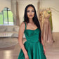 Simple Satin Long Prom Dress, A-Line Green Backless Evening Dress nv1441