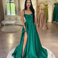 Simple Satin Long Prom Dress, A-Line Green Backless Evening Dress nv1441