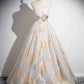 Beautiful Spaghetti Strap Floor Length Prom Dress, A-Line Floral Pattern Evening Party Dress nv1420