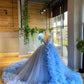 Blue gorgeous elegant long ball gown evening dress women's party dress coming of age ceremony dress nv29