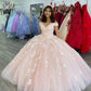 Pink gorgeous applique sweet long tulle elegant ball gown formal dress coming of age ceremony dress nv96