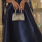 Blue Tulle Sequin Cape Satin Long Evening Gown Prom Dress nv2741