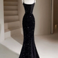 Black Mermaid Sequins Long Prom Dresses Formal Evening Dresses nv1556