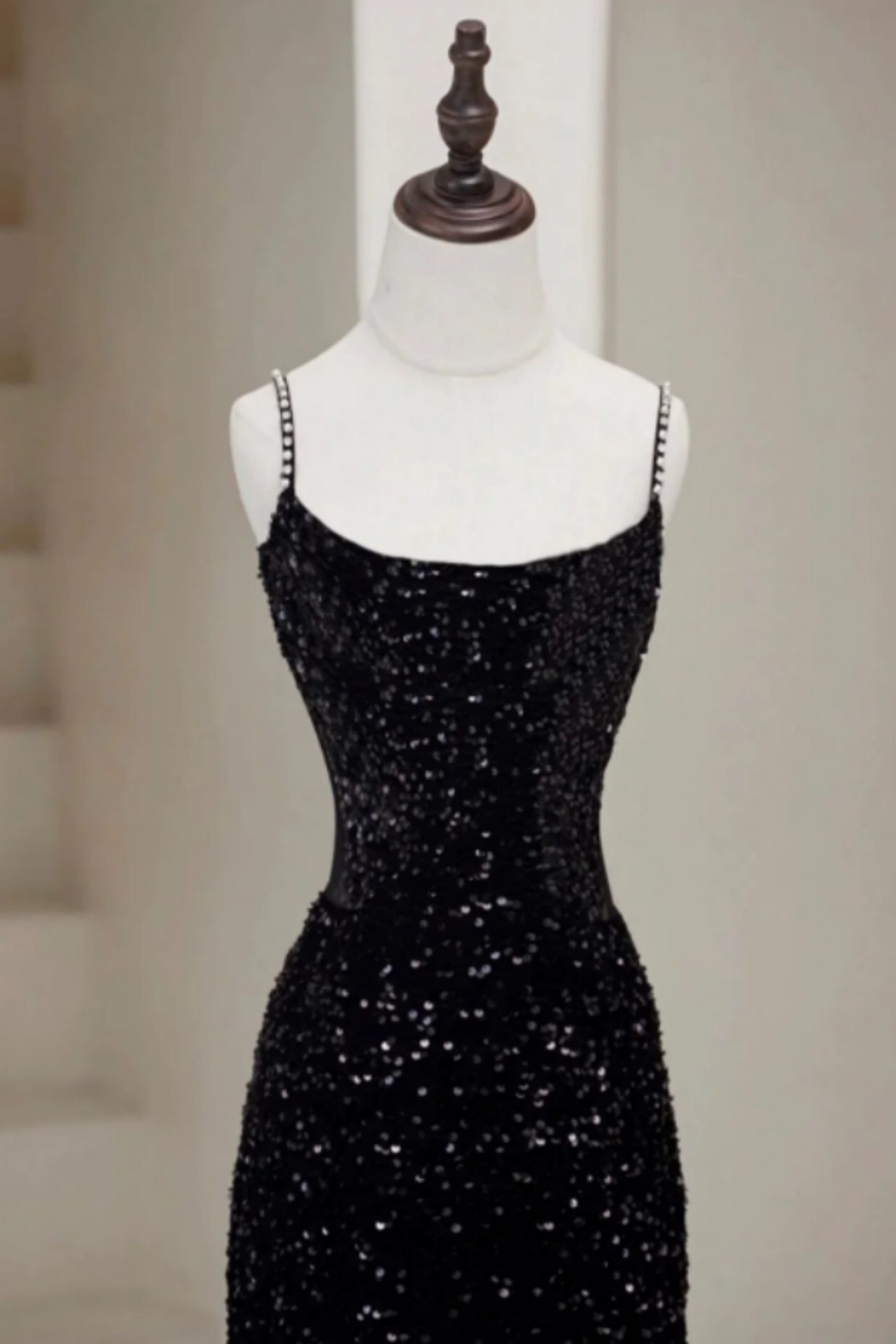 Black Mermaid Sequins Long Prom Dresses Formal Evening Dresses nv1556